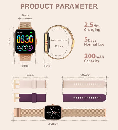 Smart Watch for Women(Call Receive/Dial), Fitness Tracker Smartwatch for Android iOS Phones