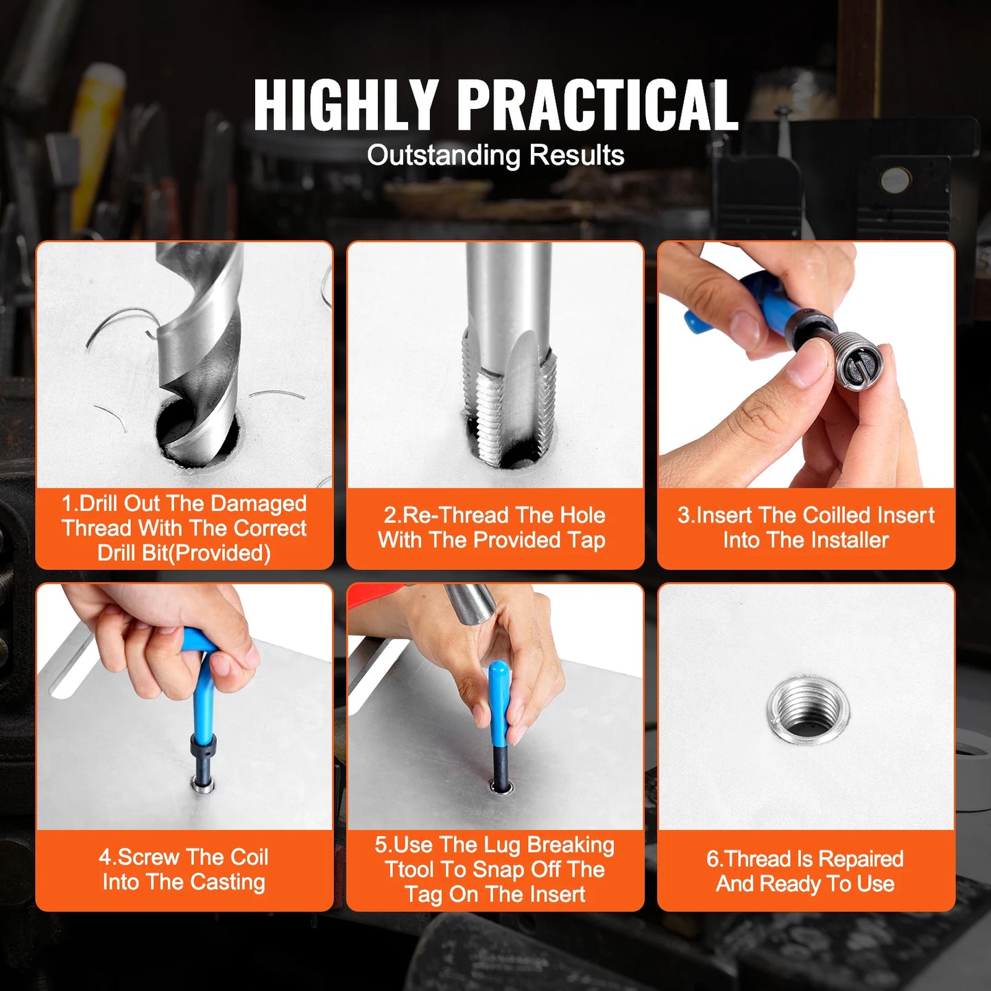 Helicoil Thread Repair Kit SAE and Metric Rethreading Tool Kit