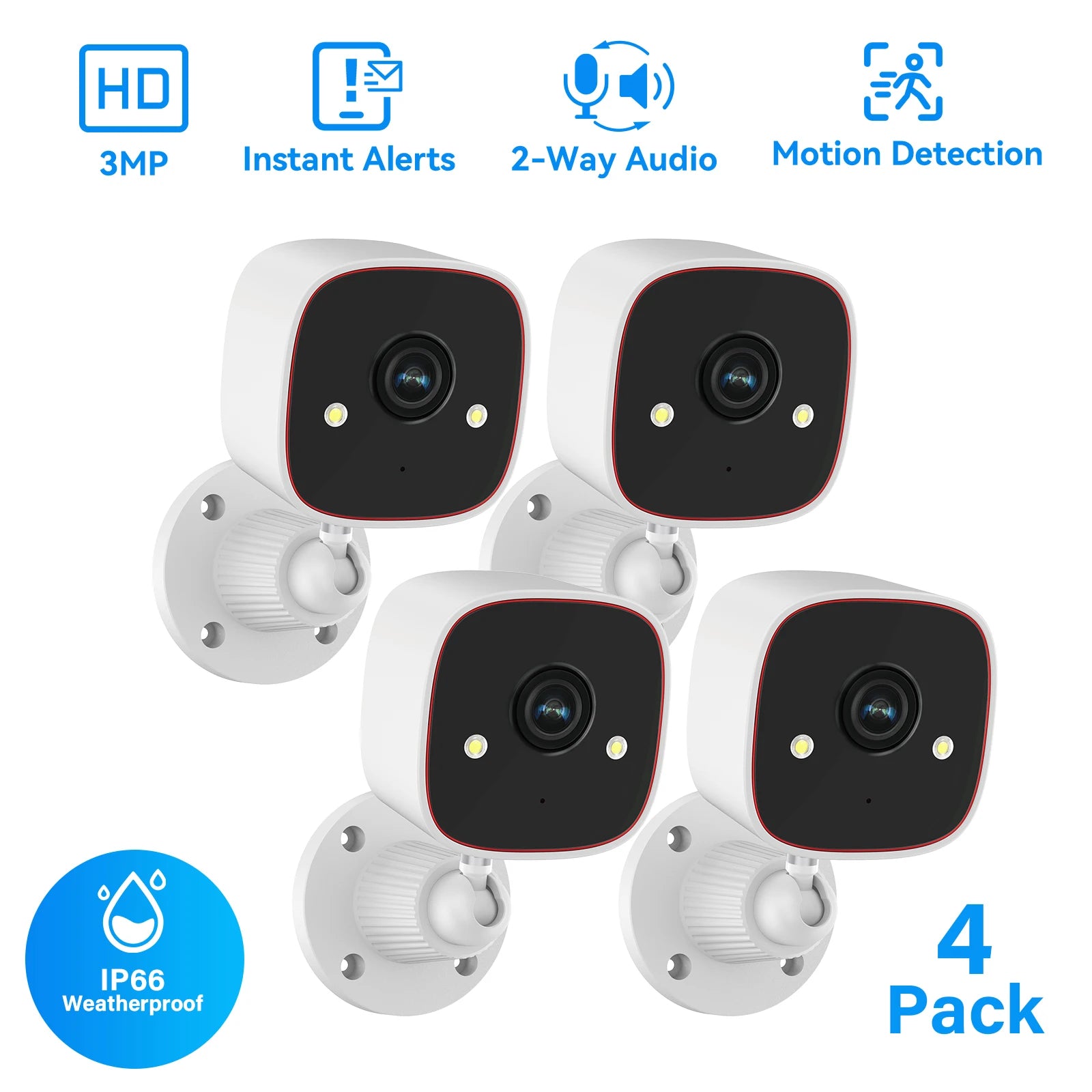 Outdoor Wireless Security Camera 3MP 1296P, With WiFi, Home Security Surveillance