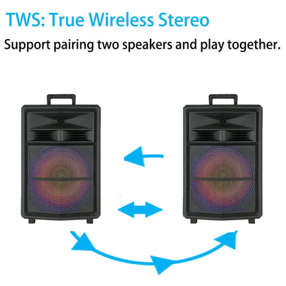 Portable Bluetooth Party Speaker 15" Subwoofer w/Stand