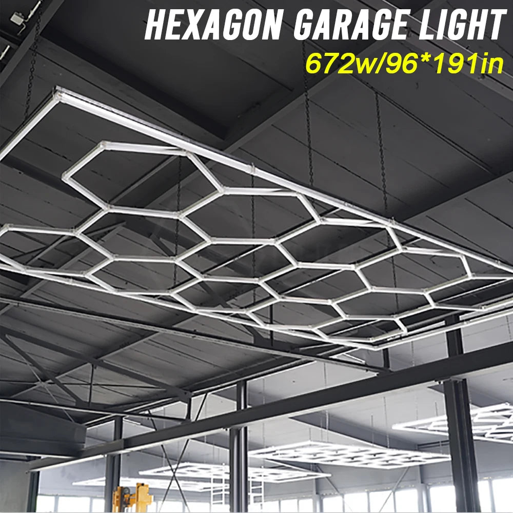 Honeycomb Hexagon LED Lighting for Garage or Workshop Lighting