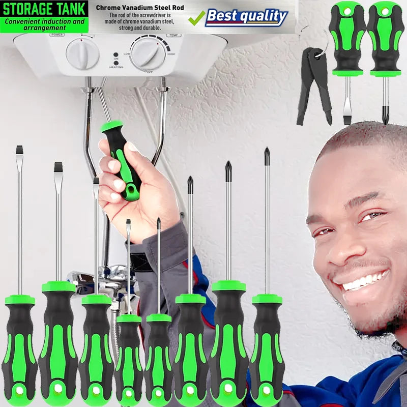 100pcs Insulated Magnetic Screwdriver Tool With Plastic Holder Rack