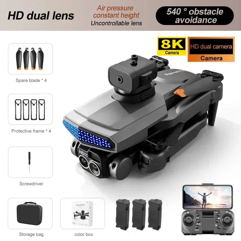 RC Foldable Quadcopter 8K Drone Professional HD Dual Camera Optical Flow Localization Obstacle Avoidance WIFI FPV