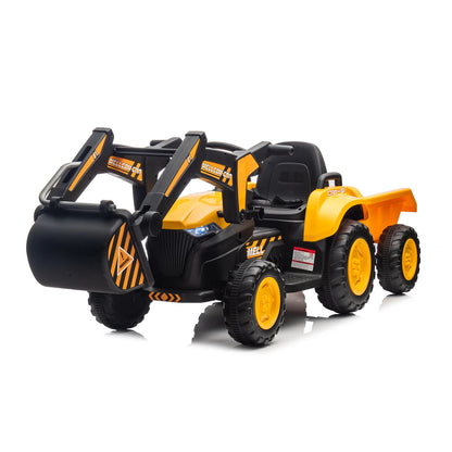 12V 3 in 1 Kids Ride On Excavator & Tractor with Detachable Trailer