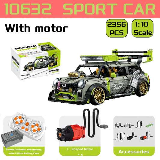 RC Sports Car Building Blocks Model Racing Car 1:10 Scale With Motor