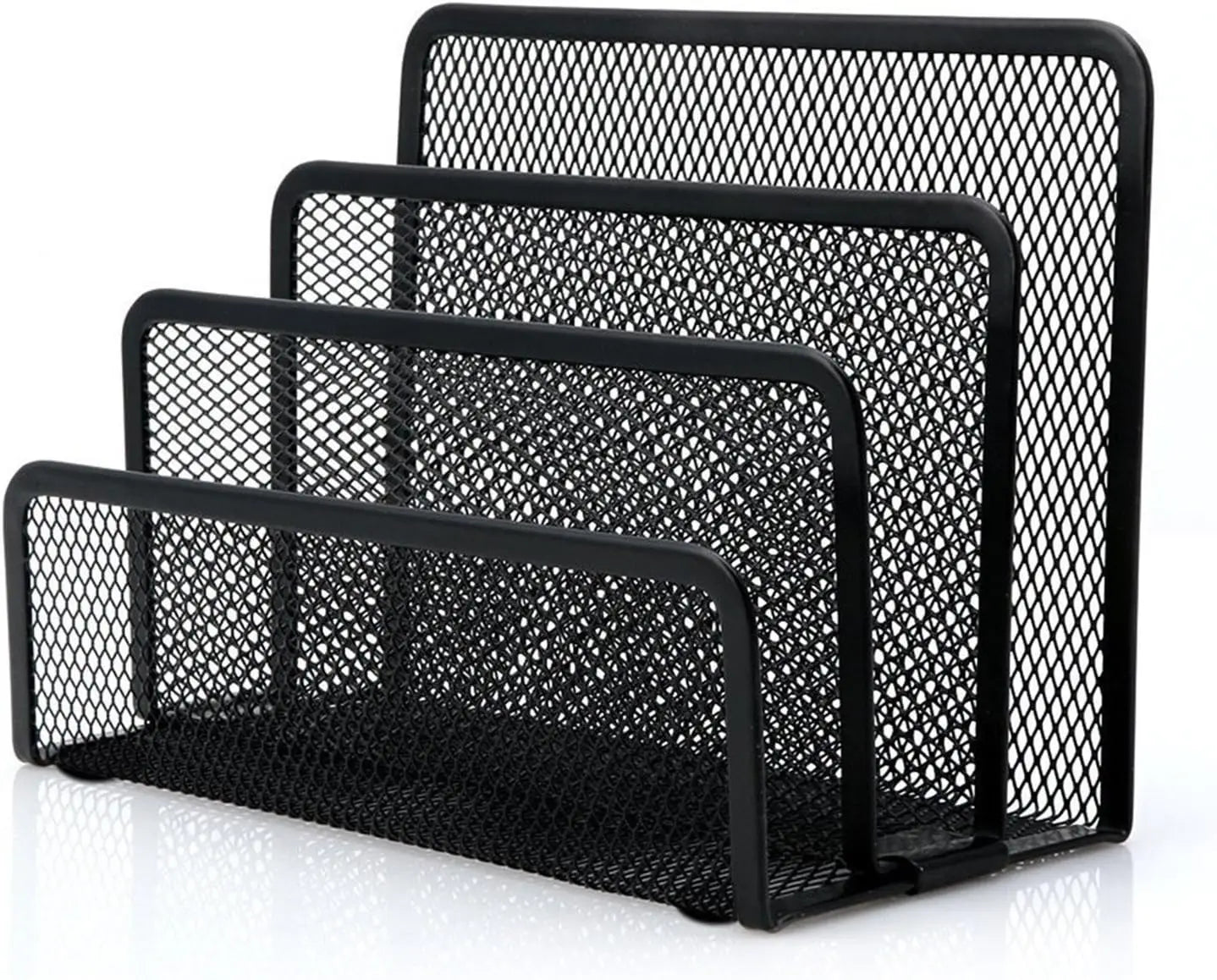 Desk Mail, Paper, File Organizer with 3 Metal Mesh Compartments for Home or Office Desktop
