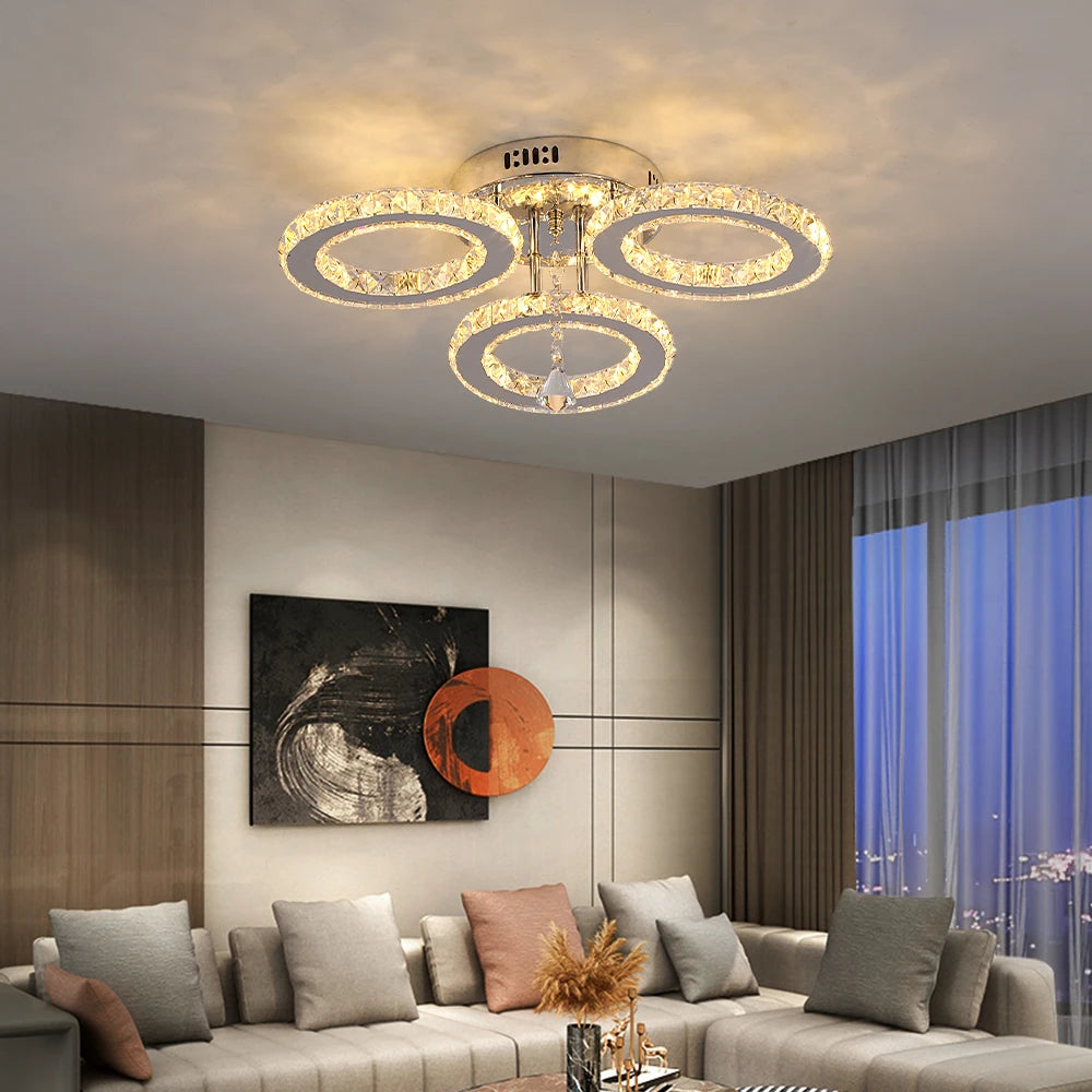 Crystal LED Ceiling Chandelier With Remote Control