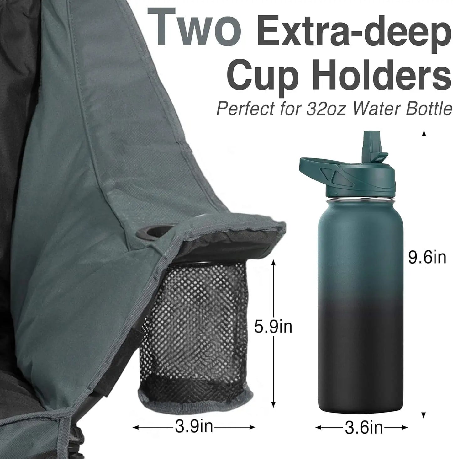 Heavy Duty 400 lbs Oversized Camping Chair with Padded Seat