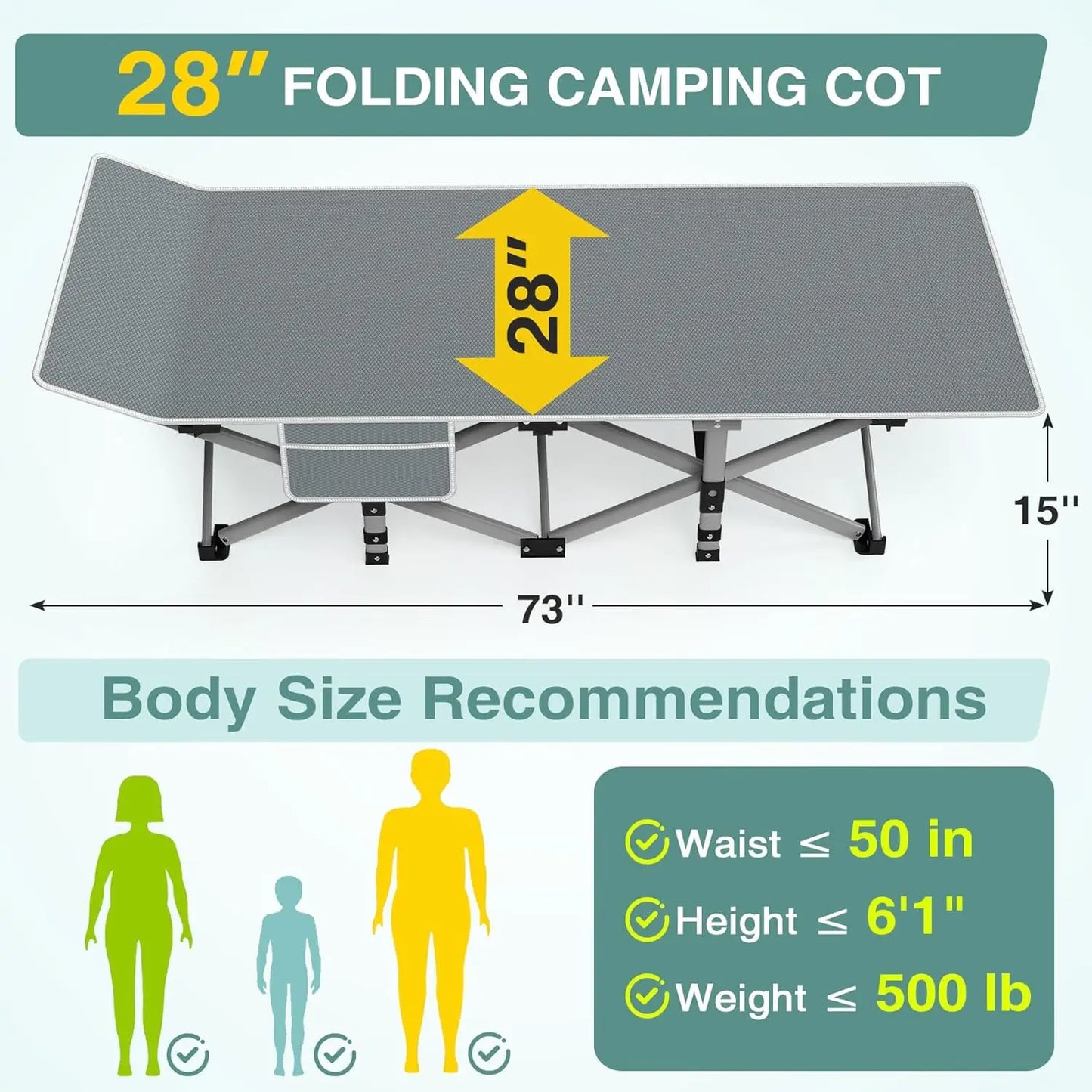 Heavy-Duty Portable Camping Cot with Mattress