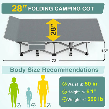 Heavy-Duty Portable Camping Cot with Mattress