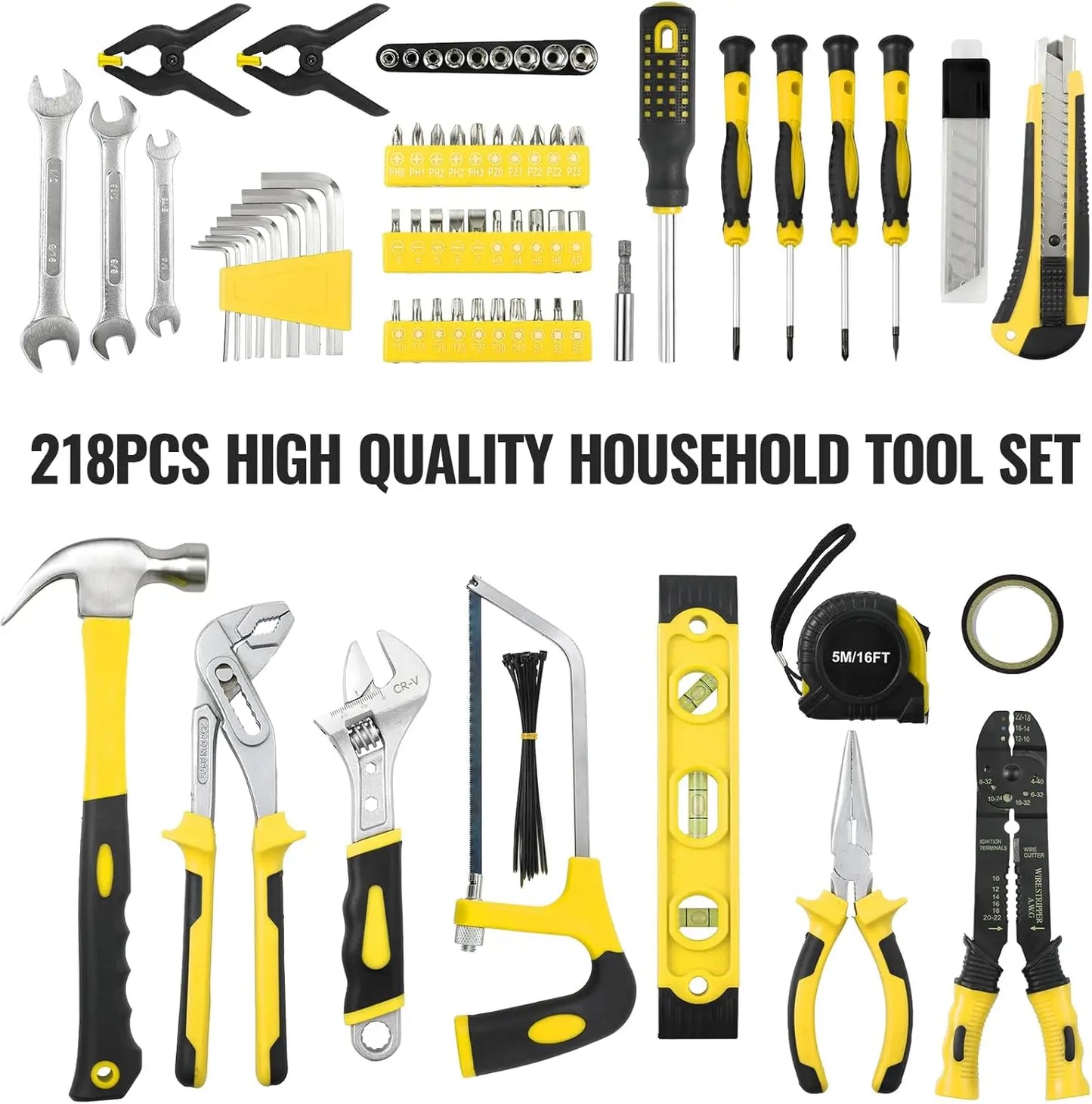 Professional 218 Piece Tool Box for Household, Garage or Shop