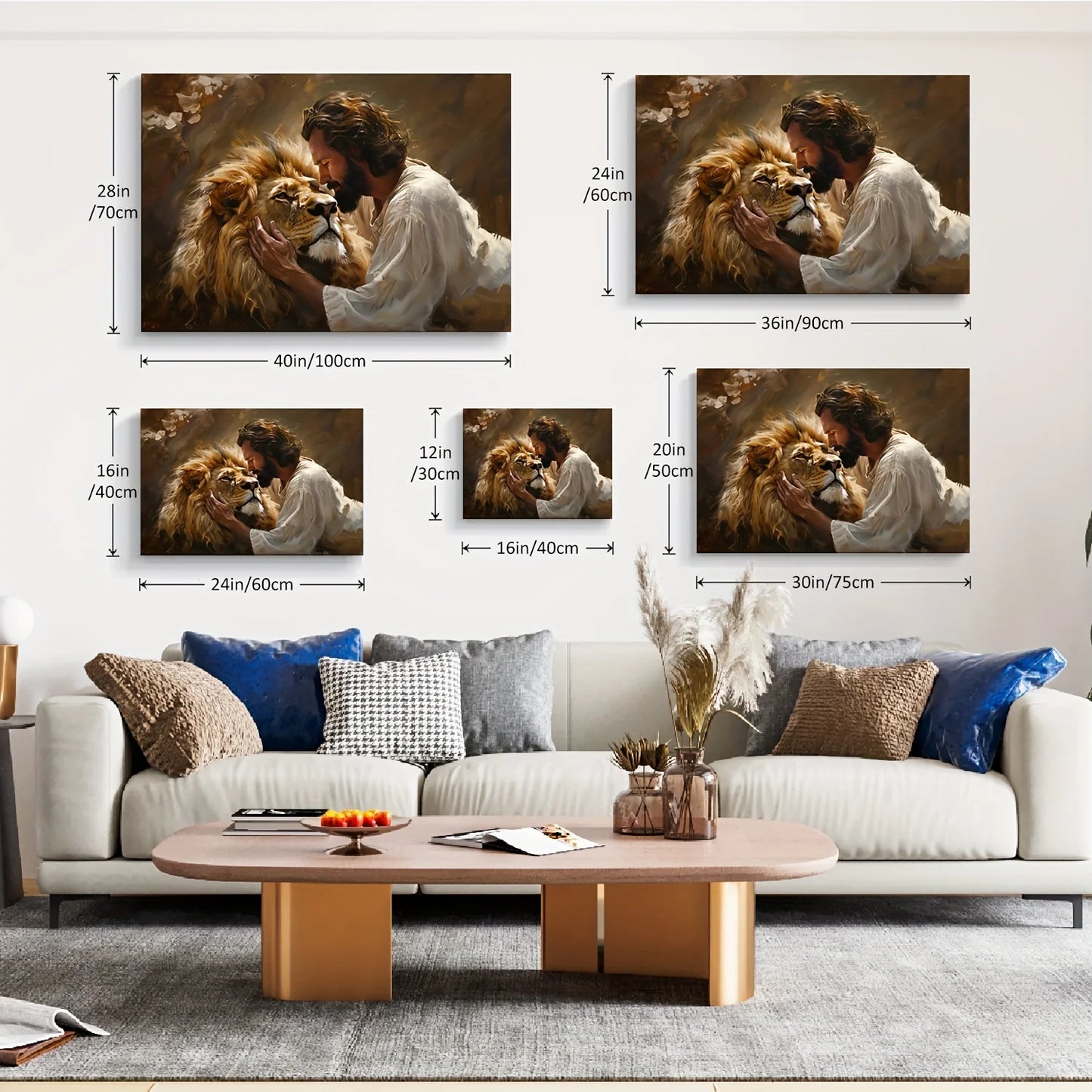 Lion of Judah Canvas Wall Art | Stunning Religious Christian Painting | Framed, Ready-to-Hang | Perfect Decor for Living Room