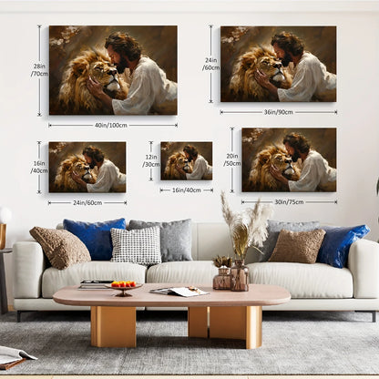 Lion of Judah Canvas Wall Art | Stunning Religious Christian Painting | Framed, Ready-to-Hang | Perfect Decor for Living Room