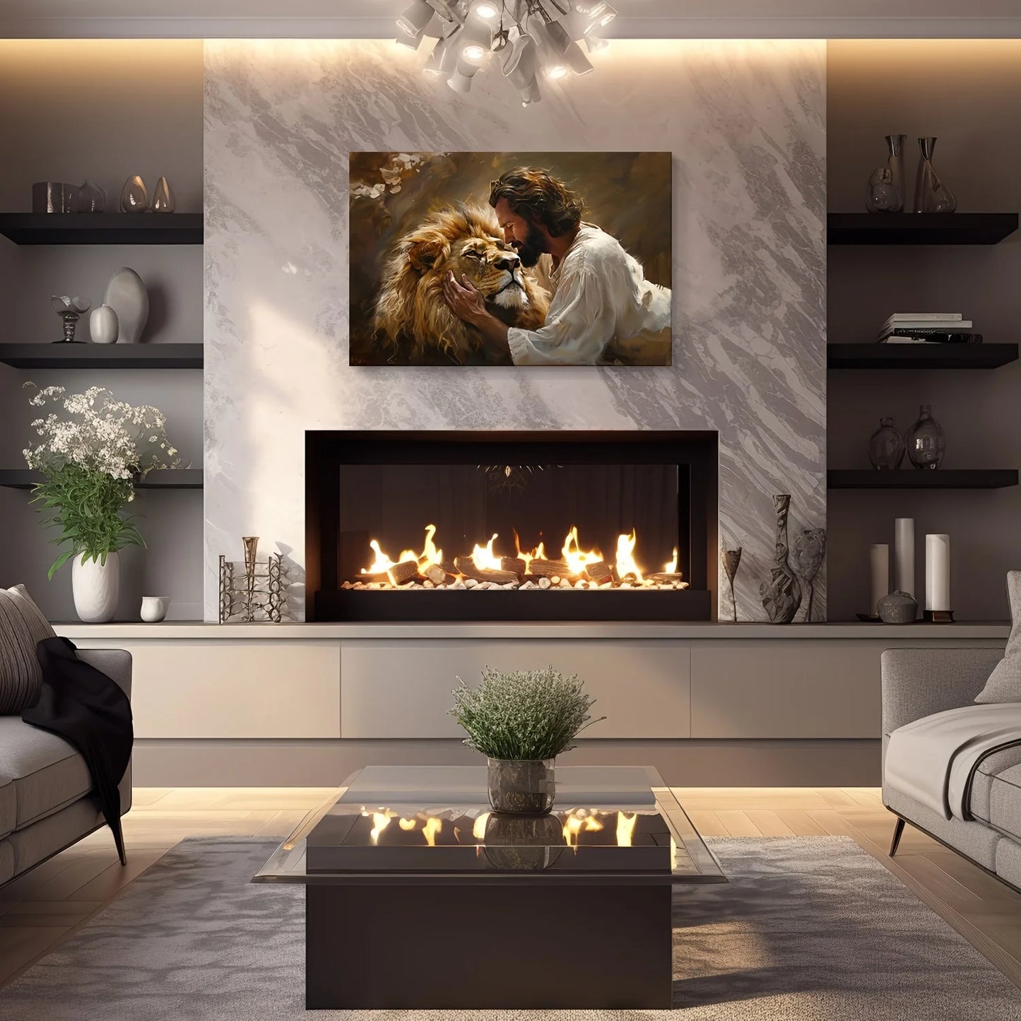 Lion of Judah Canvas Wall Art | Stunning Religious Christian Painting | Framed, Ready-to-Hang | Perfect Decor for Living Room