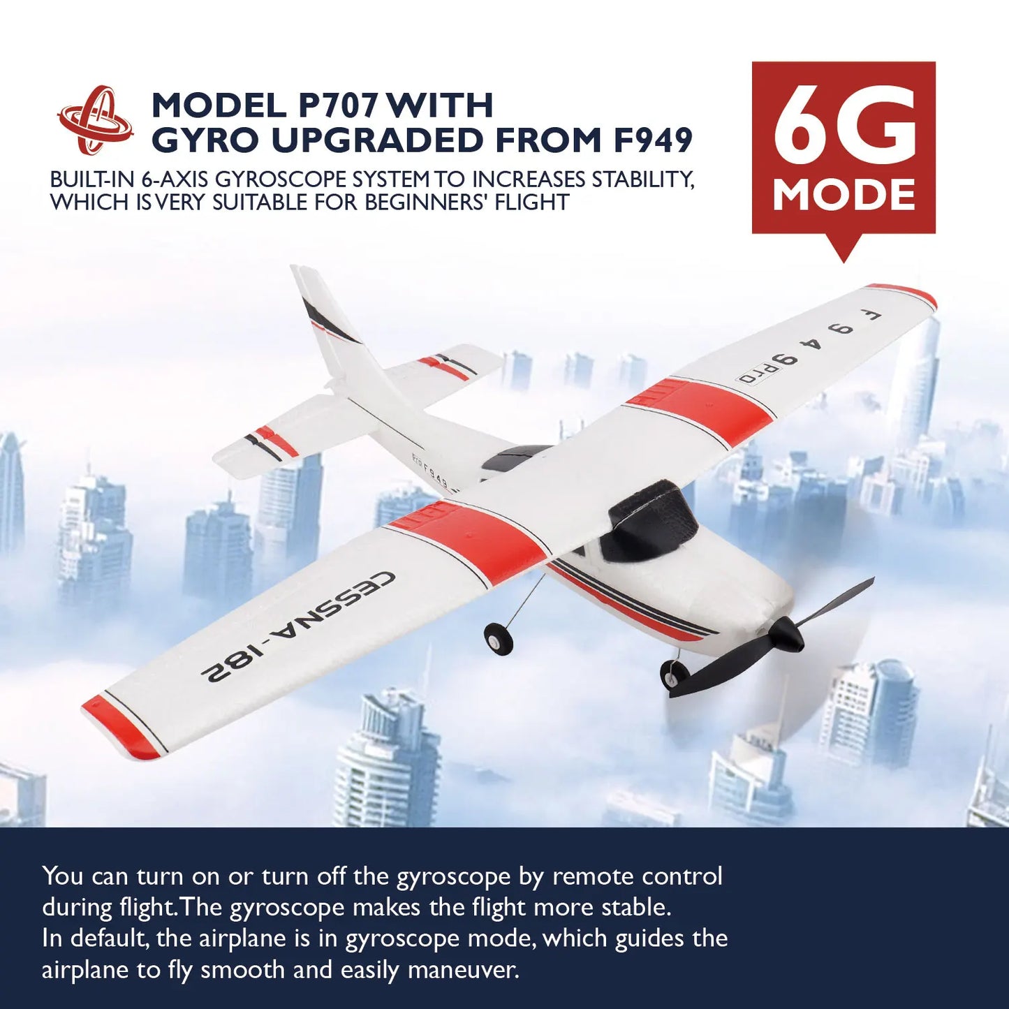RC Airplane F949 2.4G 3D6G 3Ch Fixed Wing Plane Digital Servo With Gyroscope