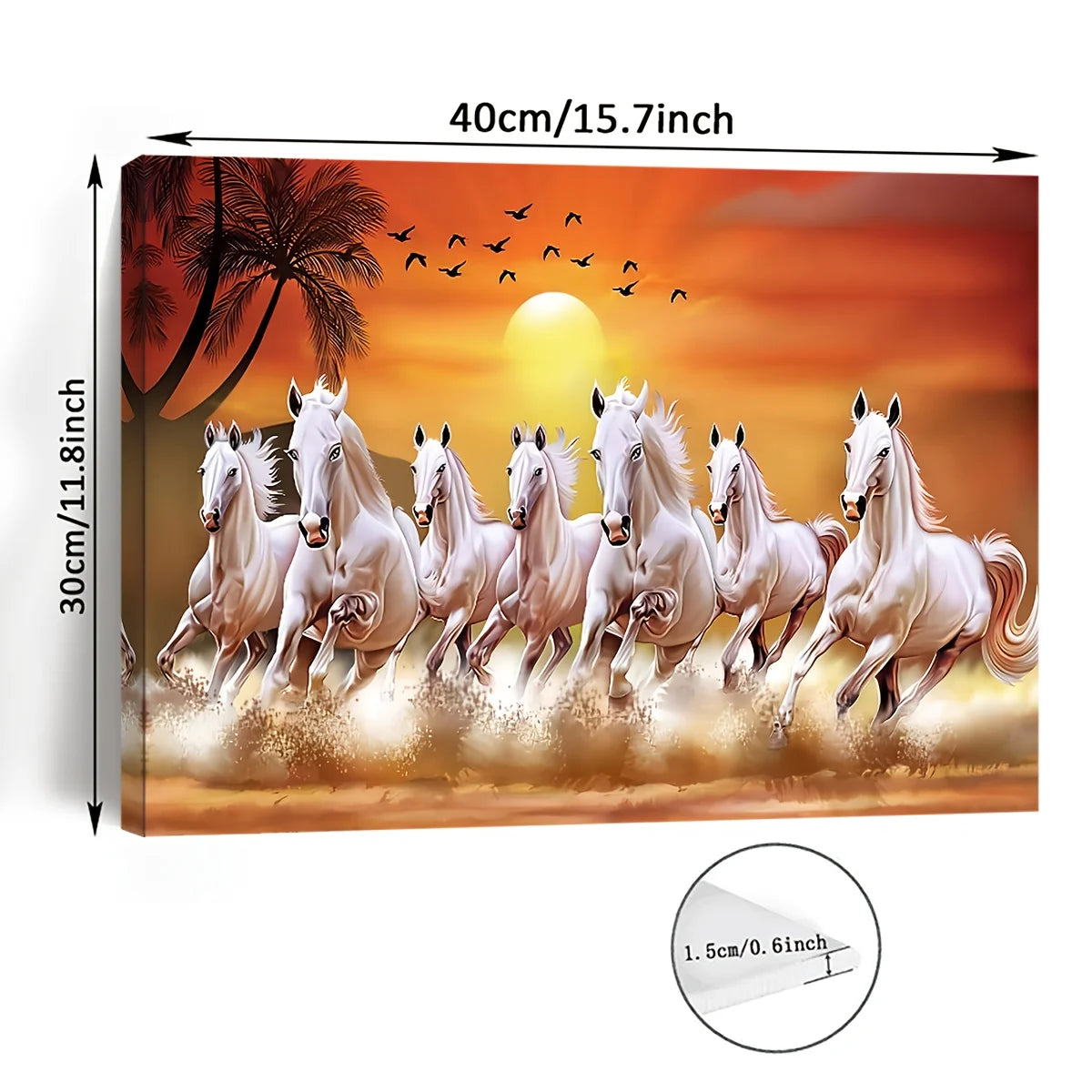 1Pc Wooden Framed Wild Horses Canvas Wall Art Ideal Decor for Living Room, Bedroom