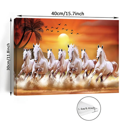 1Pc Wooden Framed Wild Horses Canvas Wall Art Ideal Decor for Living Room, Bedroom