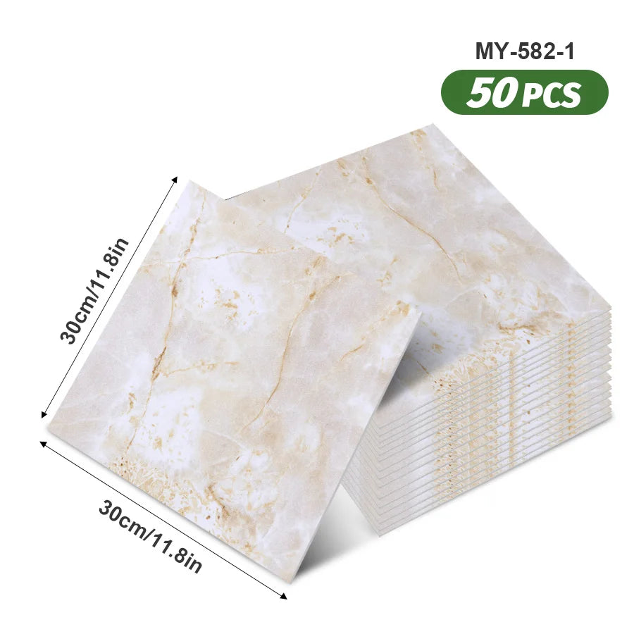 50pcs SXP Floor and Wall Tiles Peel and Stick 11.81x11.81in Self-Adhesive Applies to any Indoor Surface