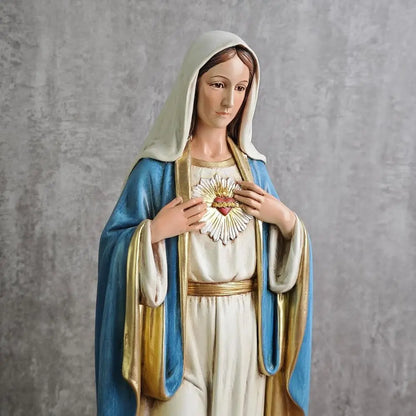 16.5 inch Handcrafted Renaissance Catholic Statue of Immaculate Heart Virgin Mary for Altar and Home Decor