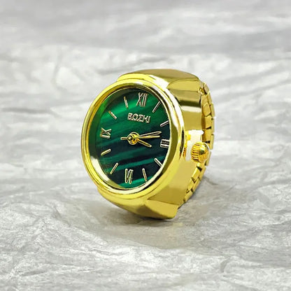 Vintage Alloy Shell Quartz Finger Ring Watch for Men or Women
