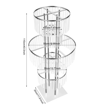 Gold/Silver 5 Tier Wedding Centerpiece 110cm Acrylic Crystal Flower Vase Rack for Floor Table Decor Display Holder,