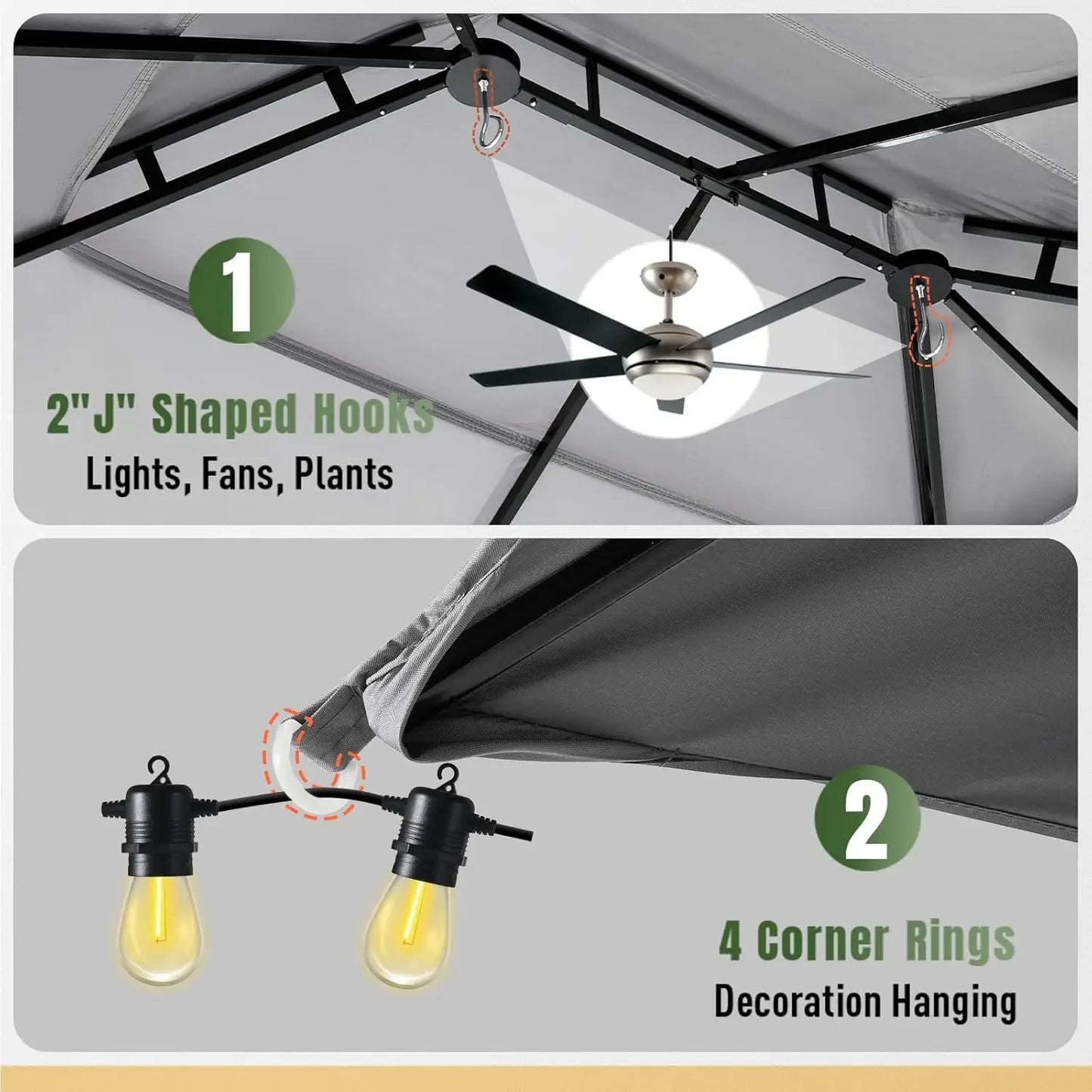 Outdoor Gazebo for Patio 10x12, Metal Frame Canopy with Double Roofs, Heavy Duty Party Tent and Shelter with Mosquito