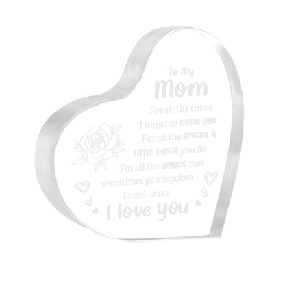 1pc Mother's Day Gift Sign Heart Shaped Plaque Personalized Gift For Mother Desktop Souvenir Decoration I Love You Mom
