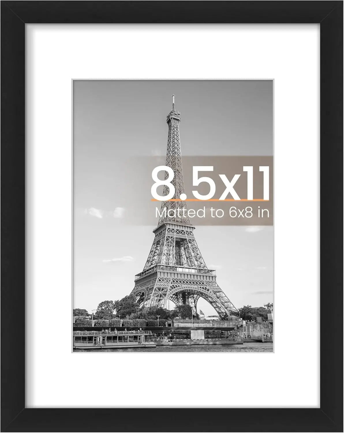 8.5 x 11 Picture Frame, Display Pictures 6x8 with Mat or 8.5 x 11 Without
