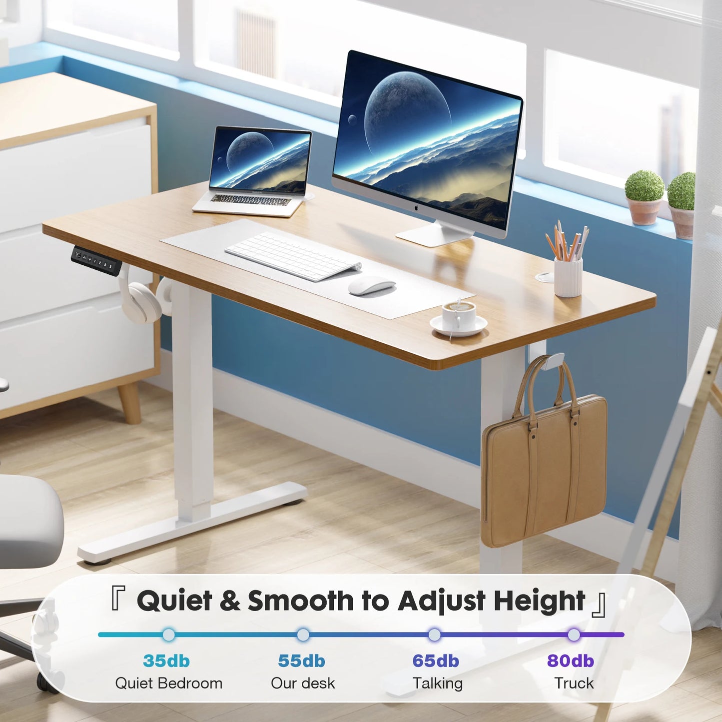 Electric Standing Desk - Height Adjustable 40x24 Inch Stand Up Sit Down Ergonomic Workstation
