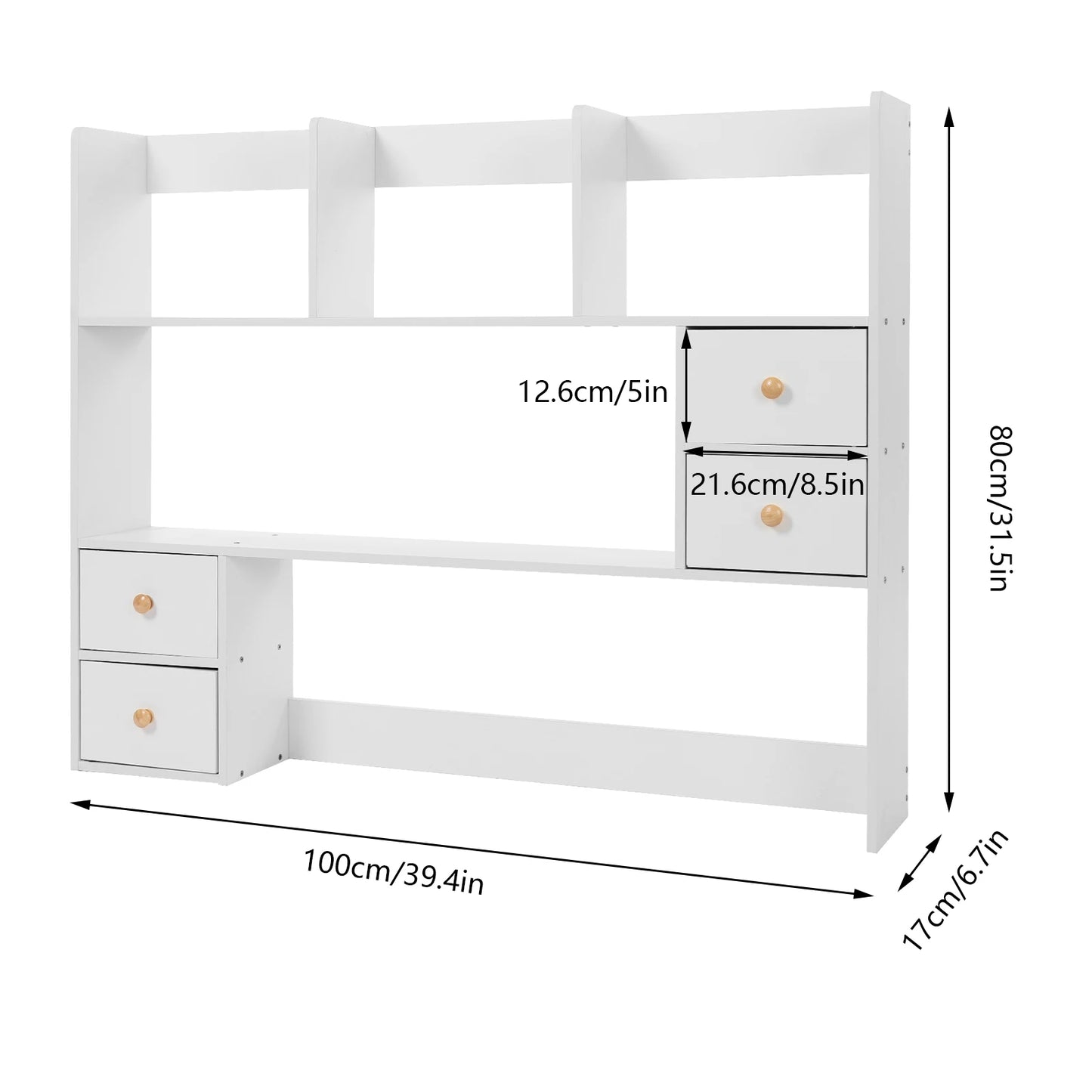 White Bookshelf Desktop Storage Rack