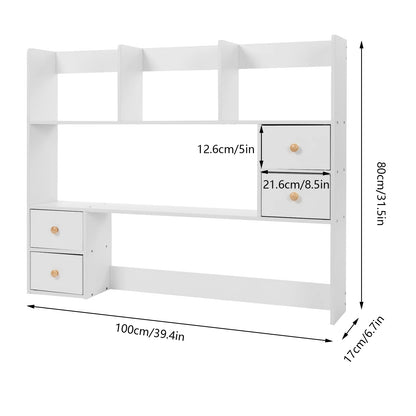 White Bookshelf Desktop Storage Rack