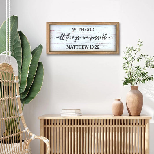 Trust in God for All Things Are Possible Inspirational Wooden Wall Art Sign for Home Decor