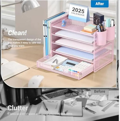 5-Tier Desk Organizer with Drawer & Pen Holder