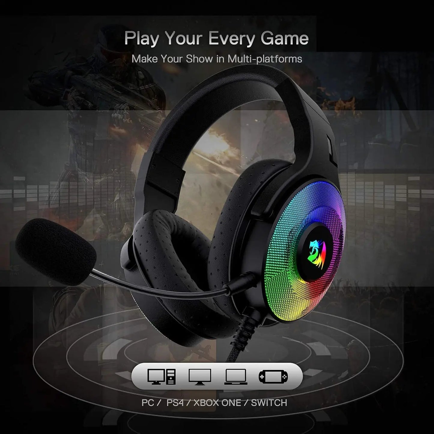 Redragon H350 RGB Wired Backlight Gaming Headset