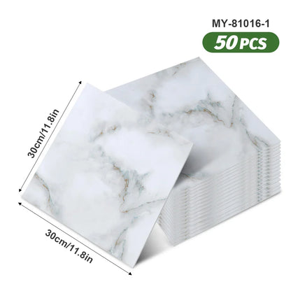 50pcs SXP Floor and Wall Tiles Peel and Stick 11.81x11.81in Self-Adhesive Applies to any Indoor Surface