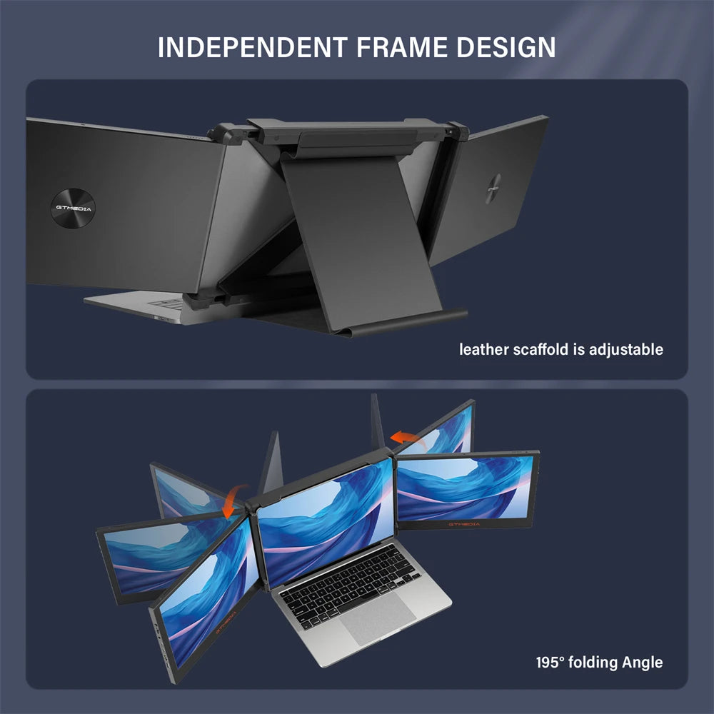 11.6Inch Portable Monitor 1920*1080 IPS FHD Triple Dual Extender Screen Full View Fold Display For 13.0-17.3Inch Laptops