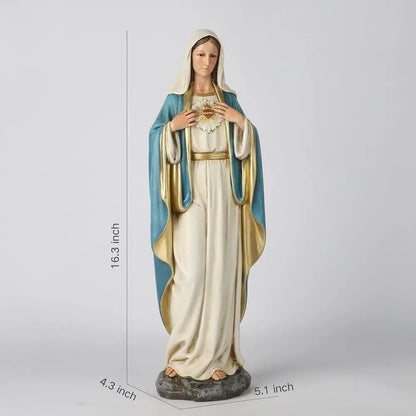 16.5 inch Handcrafted Renaissance Catholic Statue of Immaculate Heart Virgin Mary for Altar and Home Decor