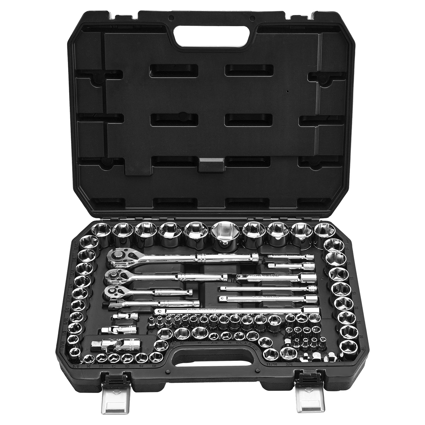 Socket Set 86 Pieces 1/4," 3/8," and 1/2inch SAE and Metric Socket and Ratchet Set