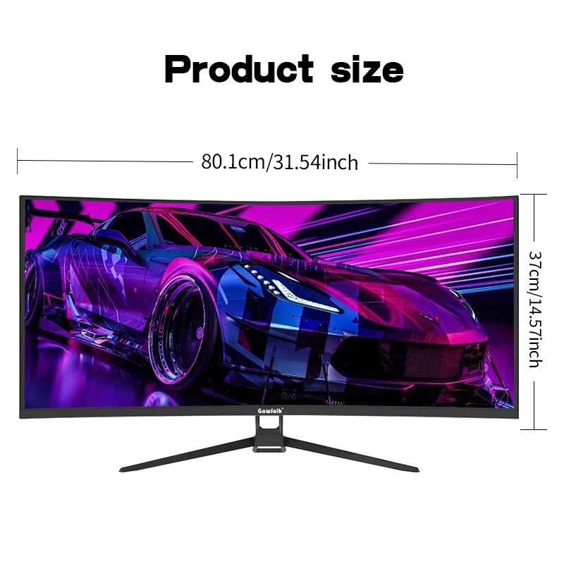 34 Inch Ultrawide Curved Gaming Monitor, 1500R PC Screen 165hz UWQHD 4K, with FreeSync