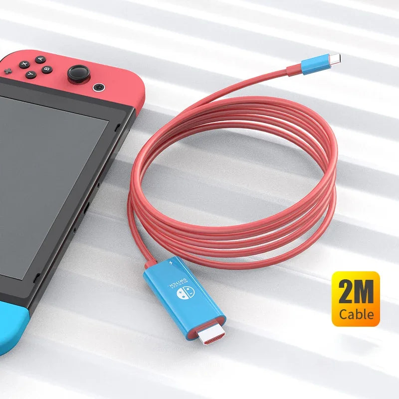 Portable 4K 30HZ HDTV-Compatible Cable for Nintendo Switch/OLED PD 100W Charging USB C to HDTV Adapter for Laptop Tablet Phone