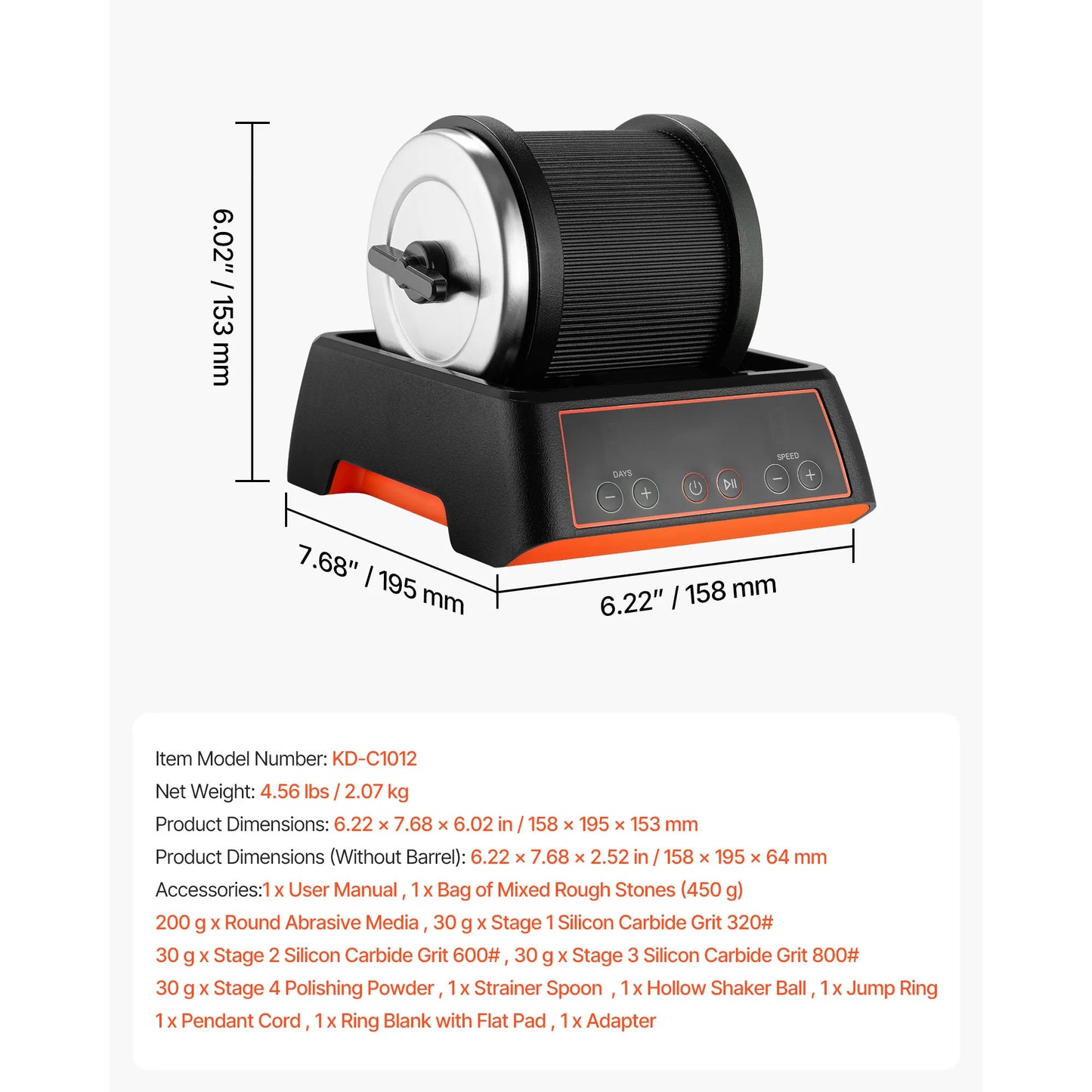 Rock Tumbler Polishing Kit With 4 Speeds