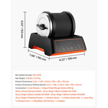 Rock Tumbler Polishing Kit With 4 Speeds