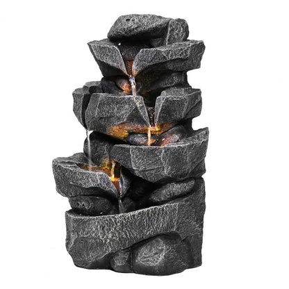 Multi Tier Cascading Outdoor Rock Garden Waterfall For Patio and Backyard