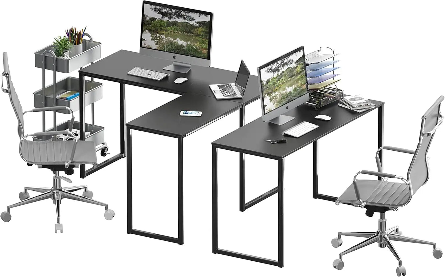 48x48 Inch L-Shape Home Office Computer Desk, Black - Space-Saving Design