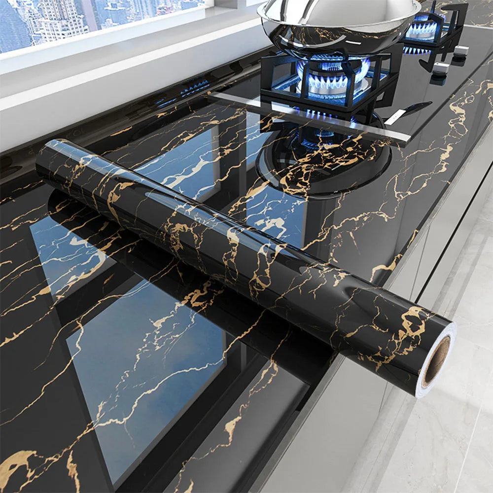 Pvc Marble Kitchen Oil-Proof, Waterproof Self-Adhesive Countertop or Cabinet Renovation Tile Stickers