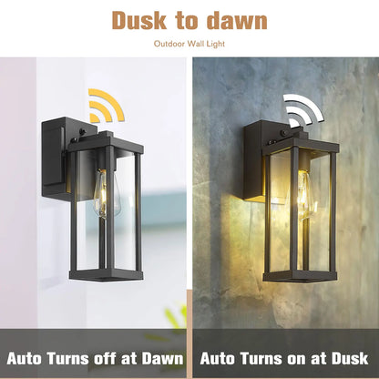 Porch Light With GFCI Outlet, Dusk To Dawn Illumination Outdoor For House, Patio, Garage, Hallway, etc.