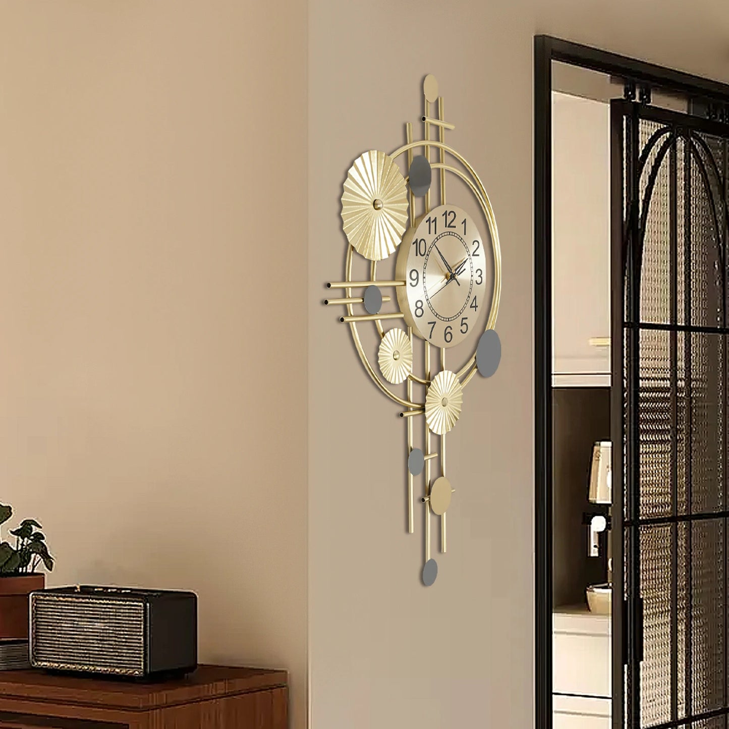 45x78cm Decorative Art Wall Clock Silent Non Ticking for Living Room, Bedroom, Kitchen, or Office