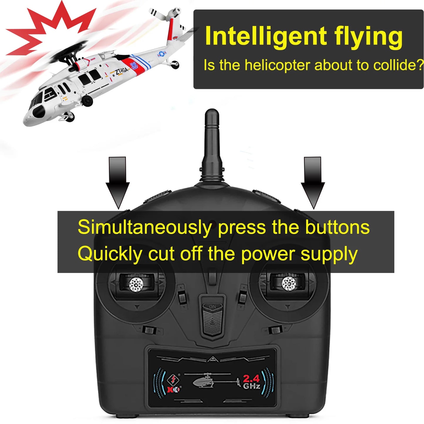 Remote Controlled Helicopter 2.4Ghz 4CH RC Helicopter Heli 6-Axis Gyroscope Optical Flow Position
