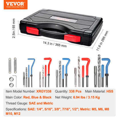 Helicoil Thread Repair Kit SAE and Metric Rethreading Tool Kit