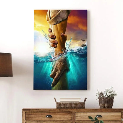 The Hand of God Jesus Reaching Into Water Jesus Christ Canvas Wall Art